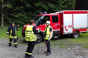 Das Tragkraftspritzenfahrzeug bei einer grenzübergreifenden Feuerwehrübung